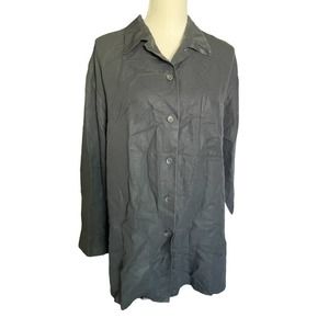 Linda Allard Ellen Tracy Womens Button-Up Shirt Blouse Long Sleeve Size 14 Black